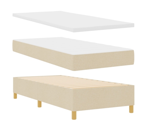 Cama con Somier y Colchón  Crema 90x200 cm Tela