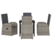 Set de Comedor de Jardín de 5 Piezas  con Cojines Ratán Poliéster Gris