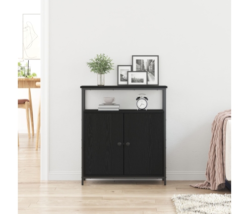 Aparador Negro de Roble 70x30x80 cm de Madera Ingenierizada