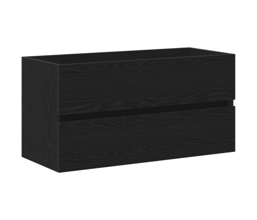 Armario de Pila  con Lavabo Integrado Roble Negro Madera Elaborada, Armario de Pila  Roble Negro 90x38,5x45 cm Madera Elaborada