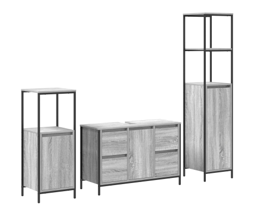 Conjunto de muebles de baño de 3 piezas  en madera elaborada gris sonoma