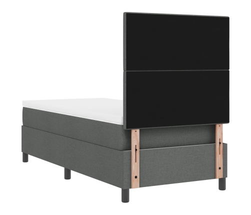 Cama de Base de Resorte  con Colchón Gris Oscuro 100x200 cm Tela
