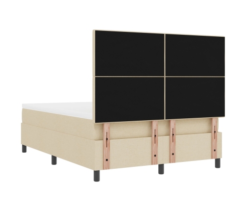 Cama con Somier y Colchón Crema 140x200 cm Tela
