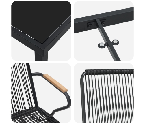 Juego de Comedor de Jardín  5 Piezas Negro Ratán de PVC