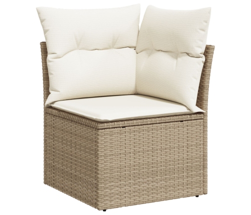 Conjunto de 7 Piezas para Comedor de Jardín con Cojines Beige de Rattan Sintético y Acacia