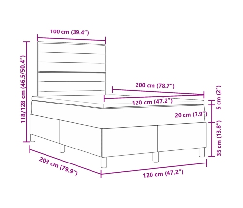 Cama tipo Box Spring con Colchón Negra 120x200 cm Tela