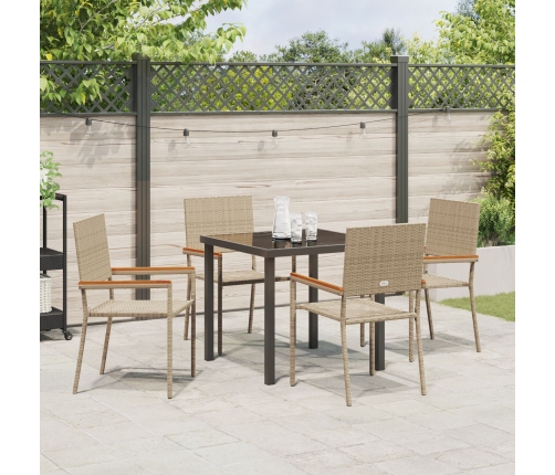 Conjunto de Comedor de Jardín  5 Piezas Beige Poliratán