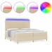 Cama con Somier y Colchón & LED Crema 200x200 cm Tela