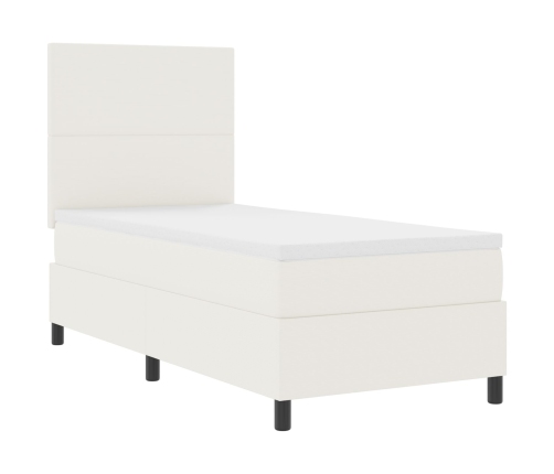 Cama con somier y colchón LED crema 90x200 cm tela de corduroy