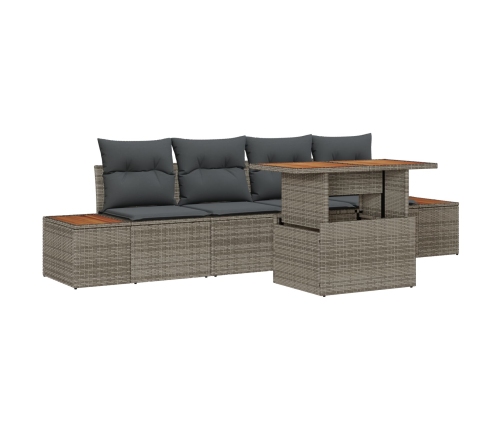 Conjunto de Sofás Jardín  Set de 5 Gris Ratán Sofá Jardín