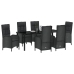 Set de comedor de jardín  7 piezas negro ratán polivalente