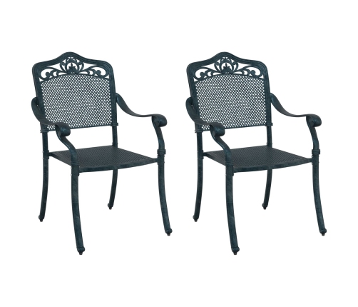 Sillas de jardín  2 pcs Verde de aluminio