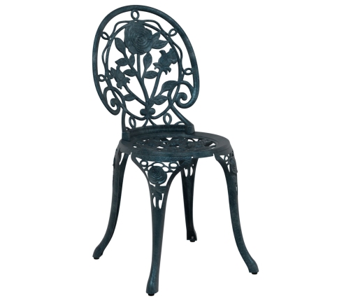 Conjunto de Bistro de Jardín de 3 Piezas  Verde de Aluminio Fundido