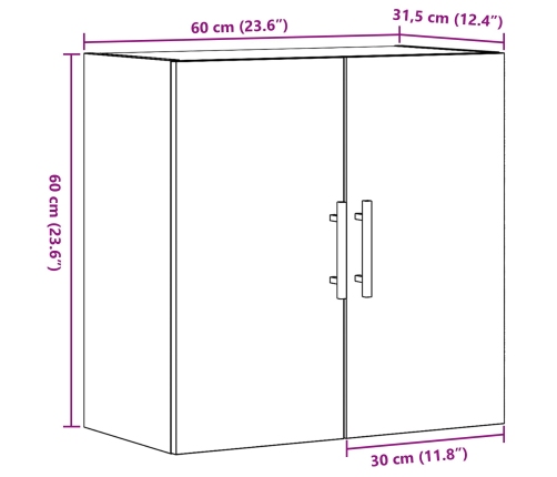 Armario de pared  de roble artesanal 60x31,5x60 cm de madera elaborada