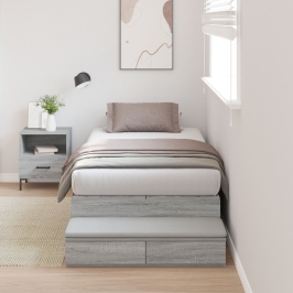 Marco de Cama con Almacenamiento  Gris sonoma Madera elaborada