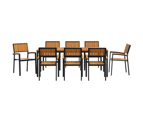 Juego de Comedor de Jardín Conjunto de 9 Negro Metal Duradero