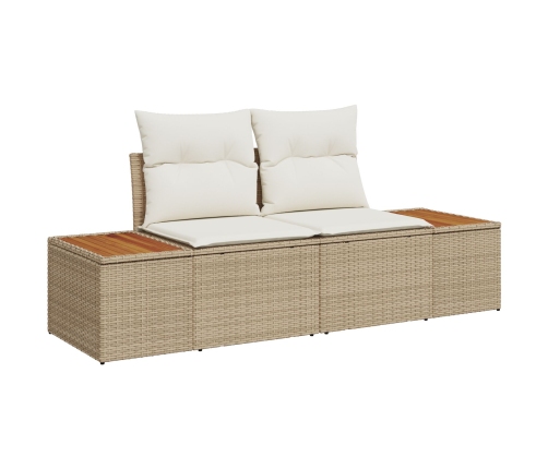 Conjunto de Sofá de Jardín de 7 Piezas con Cojines Beige Poliratán Acacia