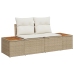Conjunto de Sofá de Jardín de 7 Piezas con Cojines Beige Poliratán Acacia