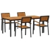 Conjunto de Comedor de Jardín de 5 Piezas Negro, Marrón Metal, Madera
