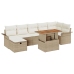 Set de sofá de jardín de 8 piezas con cojines beige de ratán sintético