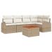 Conjunto de Sofás de Jardín  de 6 Piezas con Cojines Beige Poliratán Acacia