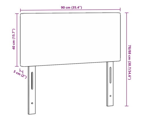 Cabecero de diseño liso crema 90 cm tejido de corduroy