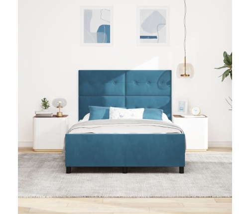 Estructura de Cama  Azul Oscuro 140x190 cm Terciopelo