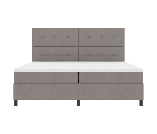 Cama con somier y colchón y LED Taupe 200x200 cm Tela