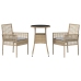 Juego de Comedor de Jardín Set de 3 Beige Mimbre, Vidrio Duradero