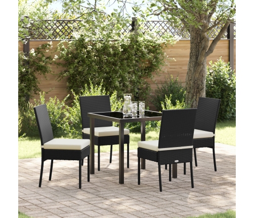 Conjunto de Comedor de Jardín  5 Piezas Negro Poliratán