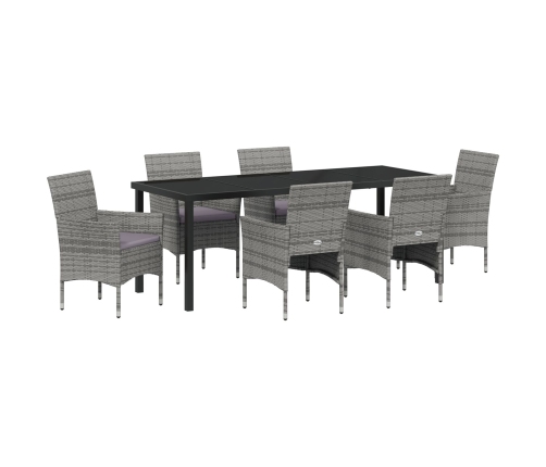 Set de Comedor de Jardín de 2 Piezas Gris Ratán de Poliéster