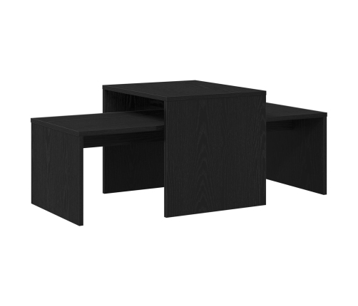 Mesa de Centro  Negra y de Roble 100x48x40 cm de Madera de Ingeniería