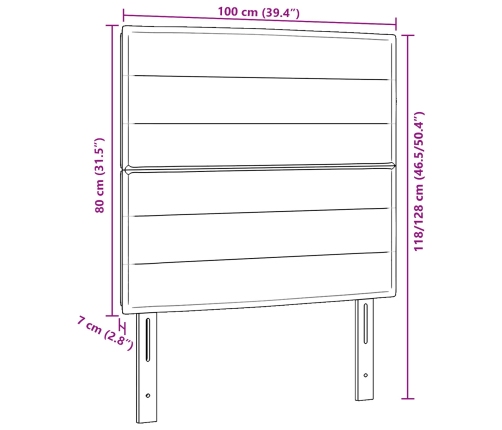 Cabecera LED  Diseño de Líneas Negra 100 cm Tela