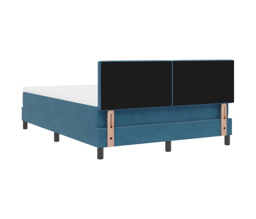 Cama Box Spring  con Colchón Azul Oscuro 160x200 cm de Terciopelo