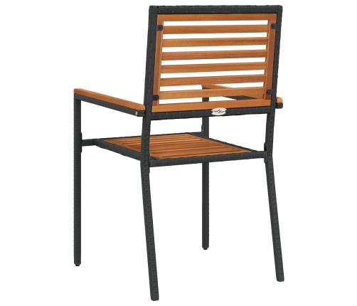 Sillas de jardín apilables con cojines 2 pcs Negro Polirratan