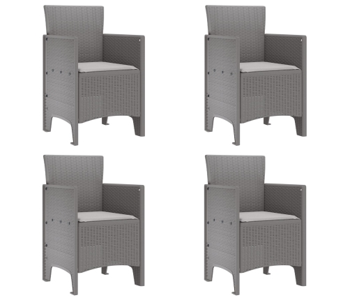 Silla de Jardín  Juego de 4 Gris claro Plástico, Poliéster