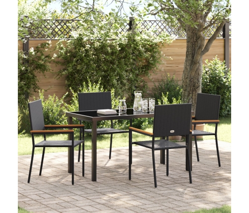 Conjunto de Comedor de Jardín de 5 Piezas Negro de Poliratán