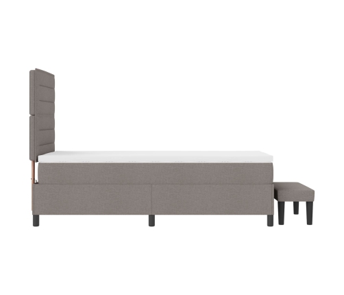 Cama con Base de Resorte con Colchón y Banco Taupe 100x200 cm Tela