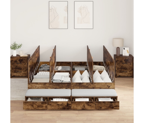 Estructura de cama  Roble ahumado Madera elaborada 140 x 190 cm