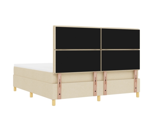 Cama Box Spring  con Colchón y Banco Crema 180x200 cm Tela