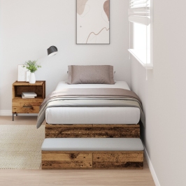 Marco de Cama de Almacenamiento  Madera Vieja Madera Robusta