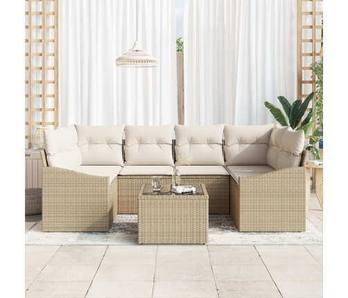 Set de Sofá de Jardín  7 Piezas Beige Ratán