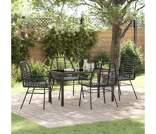 Set de Comedor de Jardín de 5 Piezas Poliratán Negro
