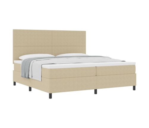 Cama con Somier  con Colchón Beige Claro 200x200 cm Tela de Sarga