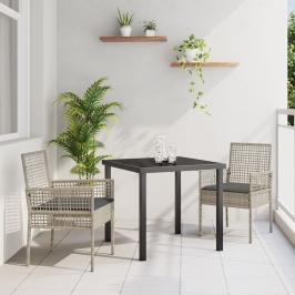 Sillas de Jardín  2 pcs con Cojines Gris Claro Poliratán