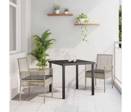 Sillas de Jardín  2 pcs con Cojines Gris Claro Poliratán