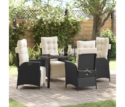 Juego de Comedor de Jardín de 5 Piezas Rattan Negro