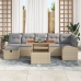 Conjunto de Sofá de Jardín de 8 Piezas con Cojines Beige Ratán Polito