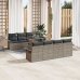 Conjunto de Sofá de Jardín de 9 Piezas con Cojines Gris Ratan Poli