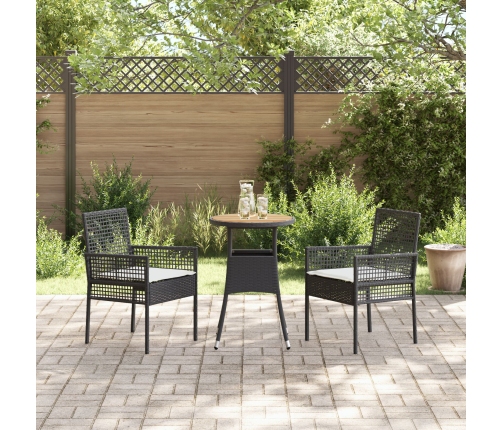 Juego de Comedor de Jardín de 3 Piezas  Negro Poliratán
